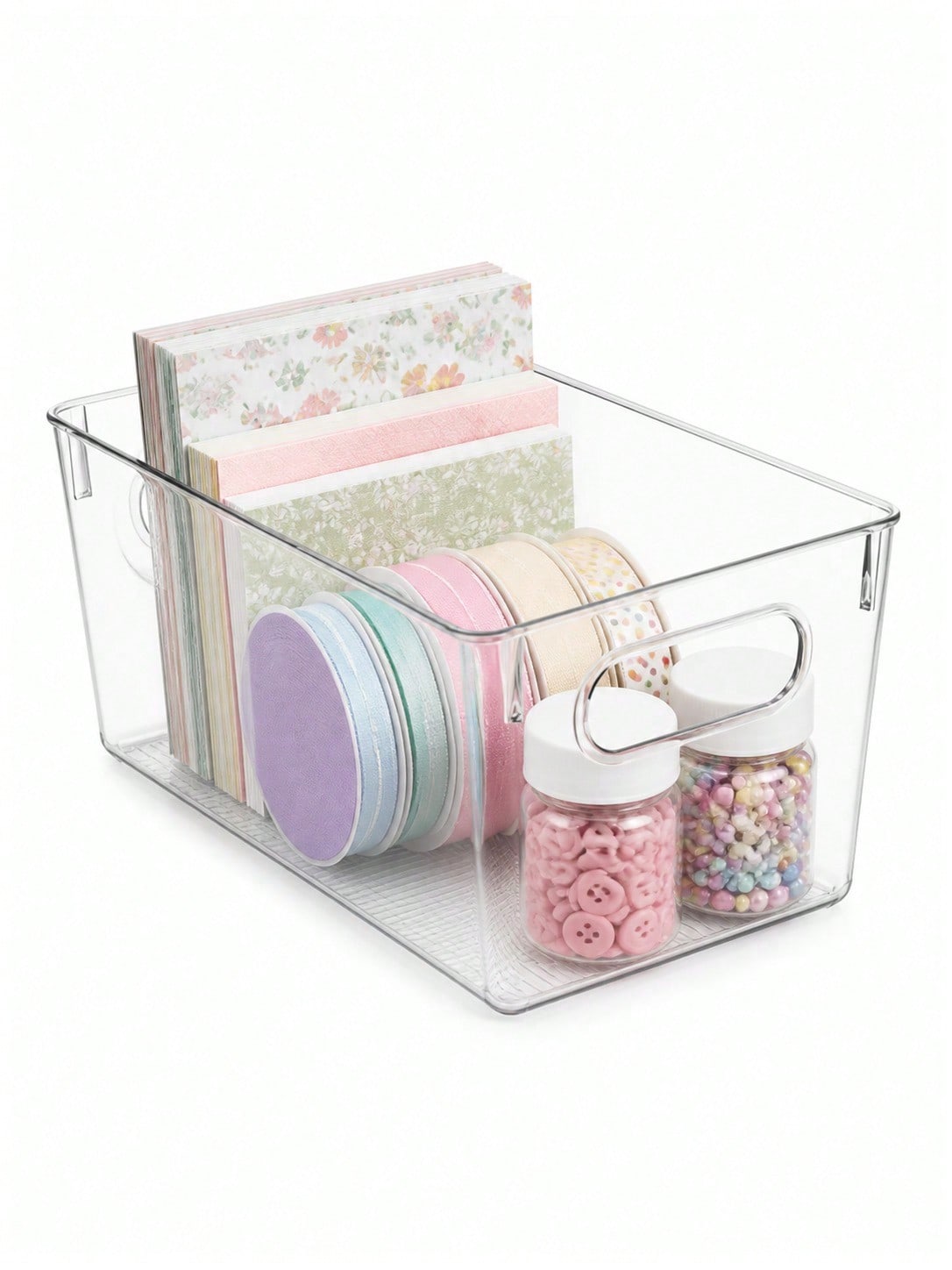 Desk Setup Organizer - 8er-Pack transparente Aufbewahrungsboxen mit Griffen, offenes