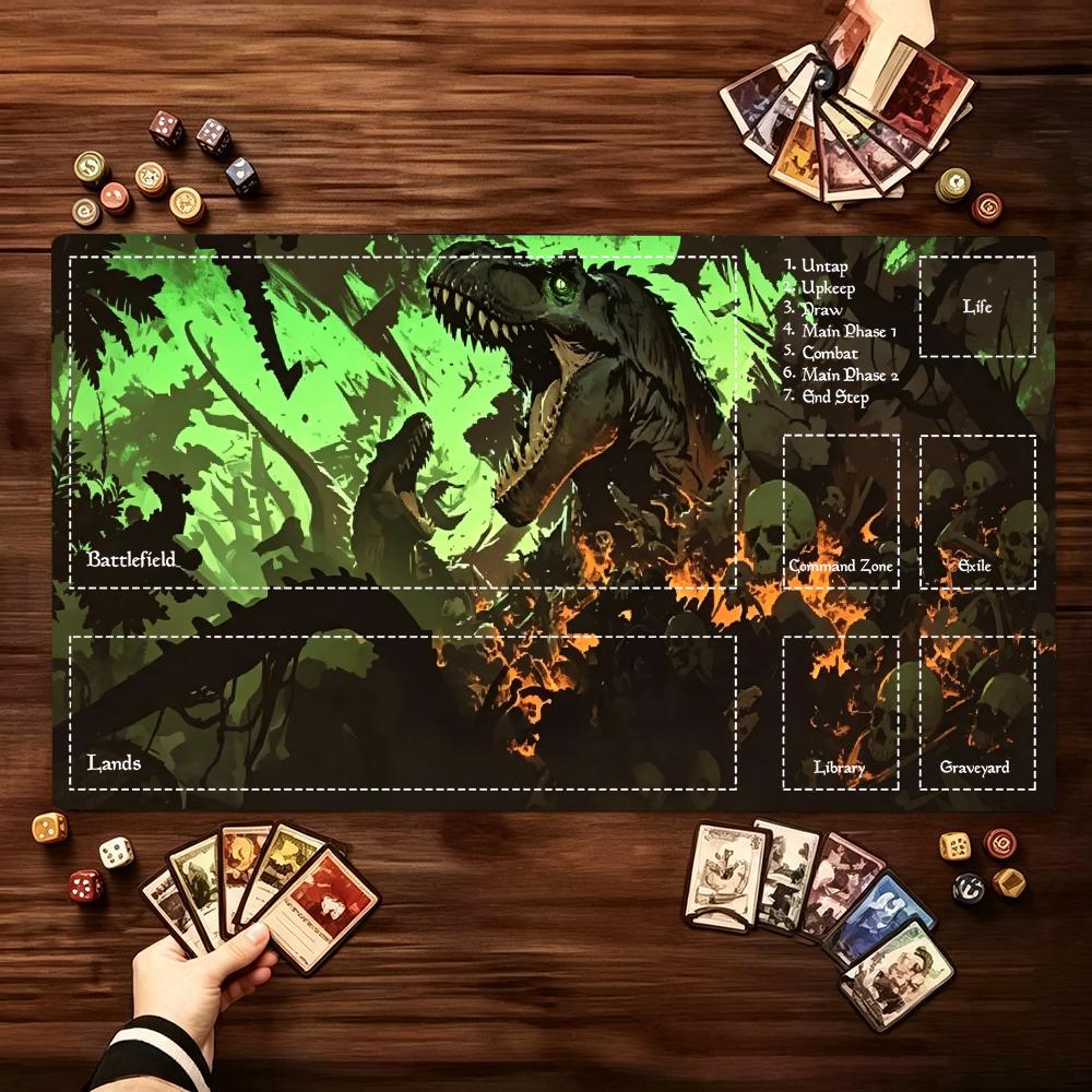 Jungle Desk Setup - Dark Jungle Dinosaur Große Erweiterte Spielmatte
