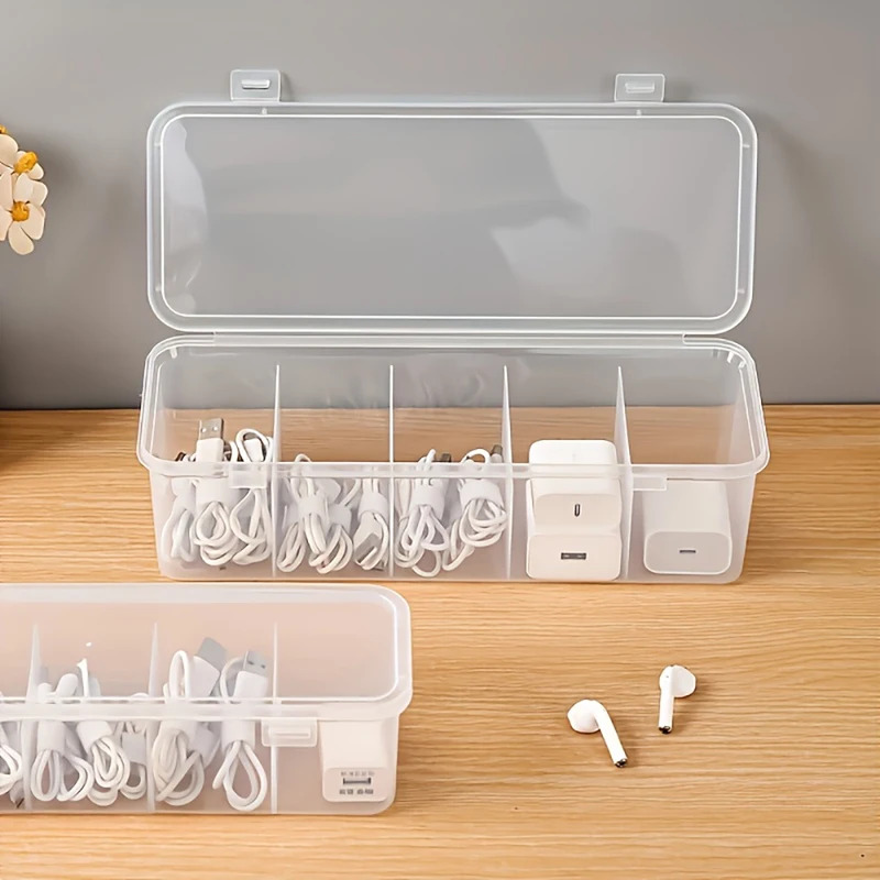Desk Setup Organizer - Transparenter Kabelorganizer mit Deckel, Staubdichte Aufbewahrungsbox,