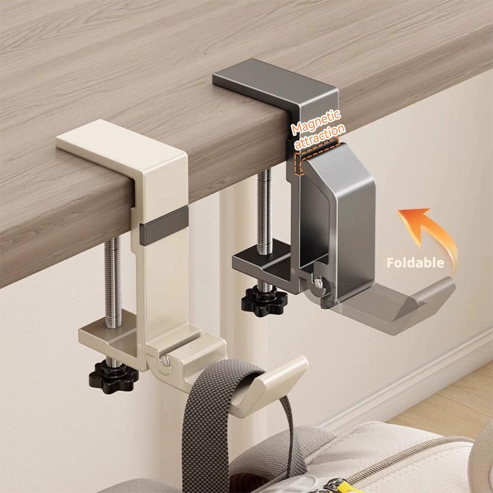 Desk Setup Organizer - Bohrfreier, faltbarer Schreibtischhaken, Klemmhalterung für Taschen,