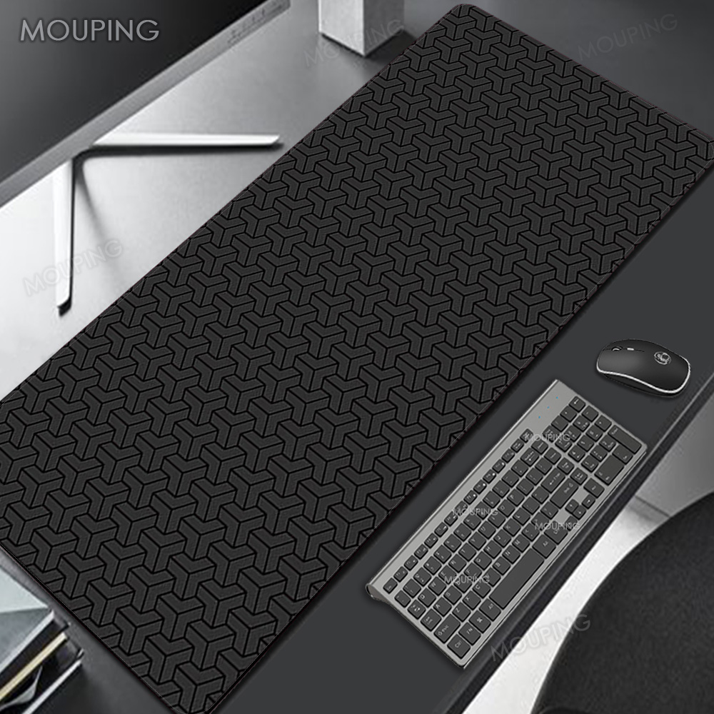 Desk Setup Black And White - Schwarze Schreibtischunterlage, Teppich-Schreibtischzubehör, Laptop-Gamer-Mauspad, Weißes Mauspad,