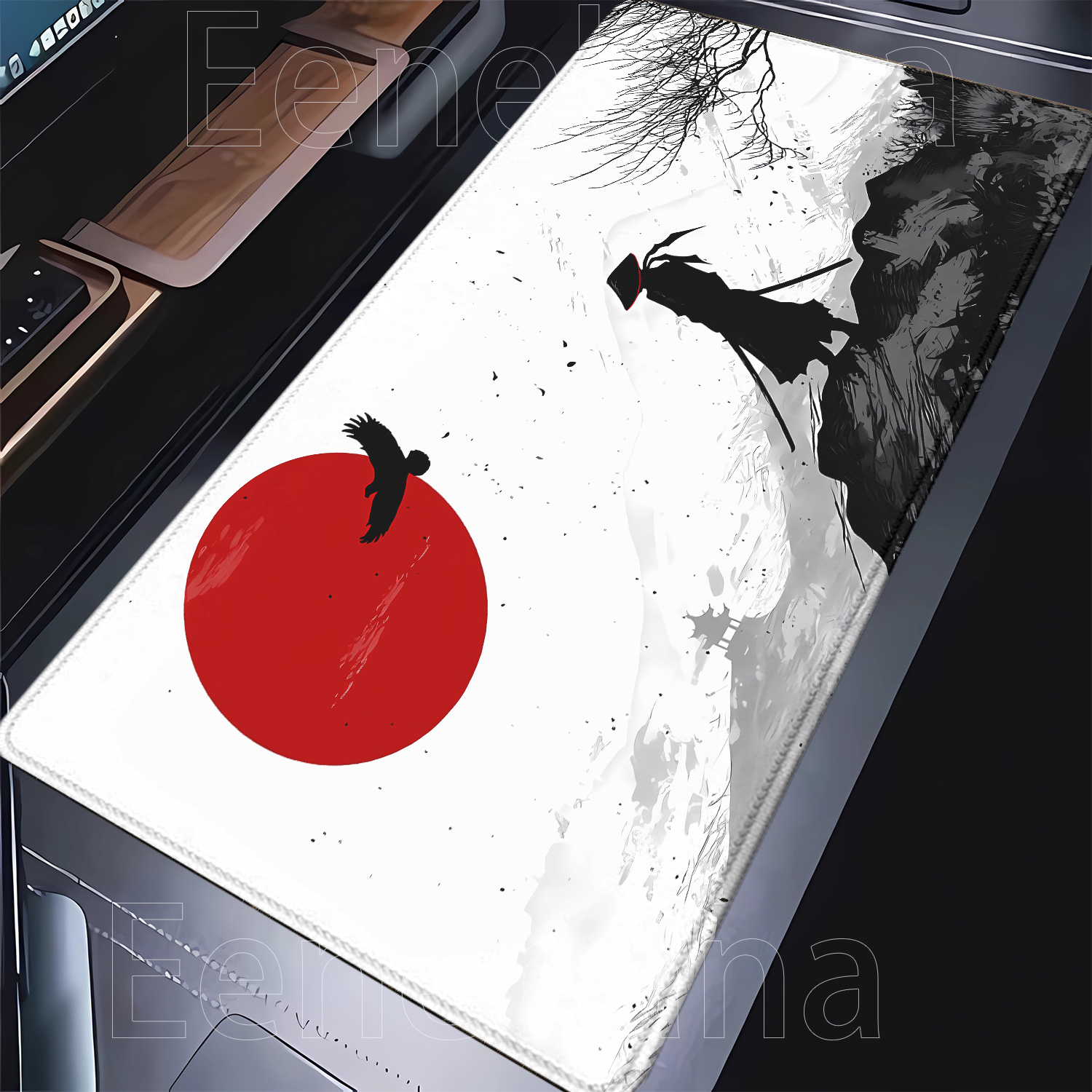 Samurai Warrior Mousepad Gamer – Desk Setup Black And White Bewertung und Preis
