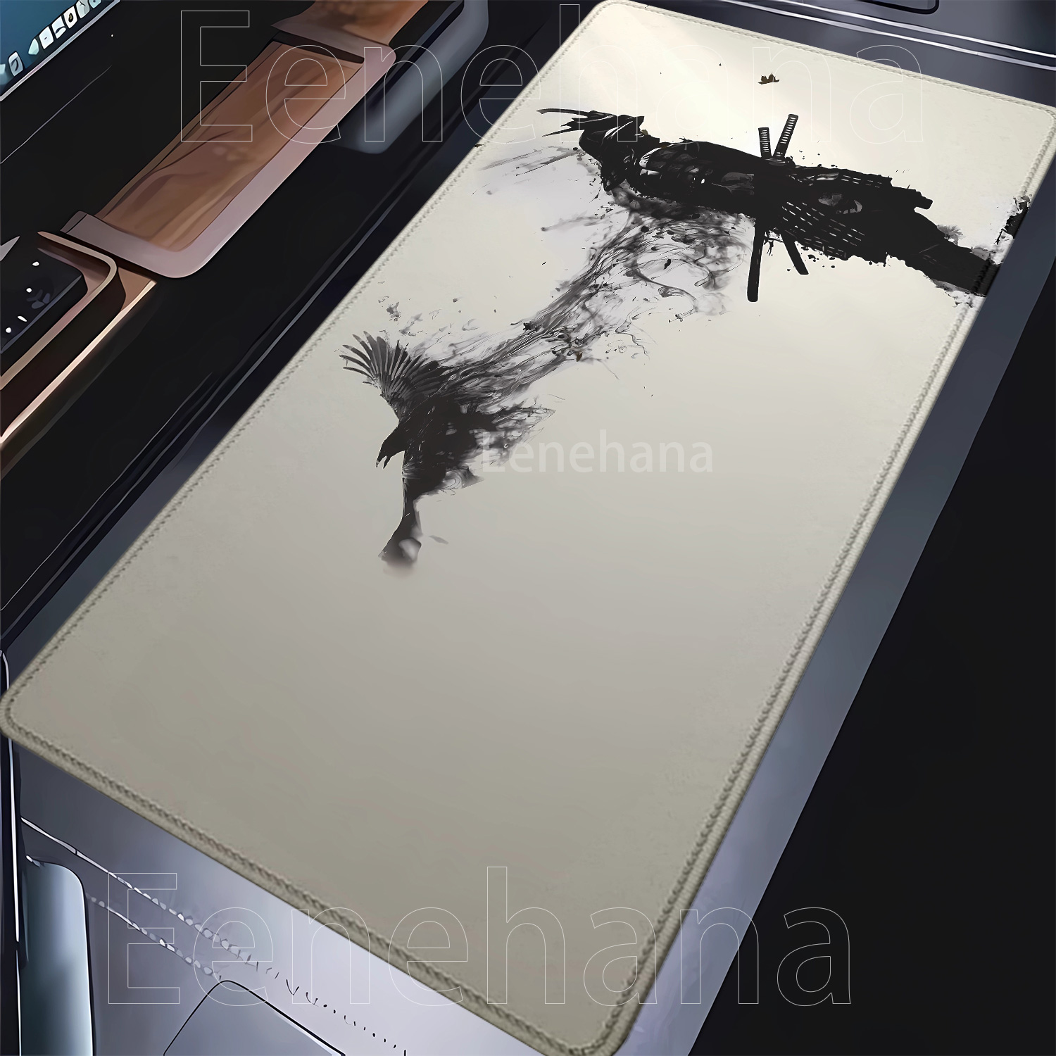 Samurai Warrior Mousepad Gamer – Desk Setup Black And White Bewertung und Preis