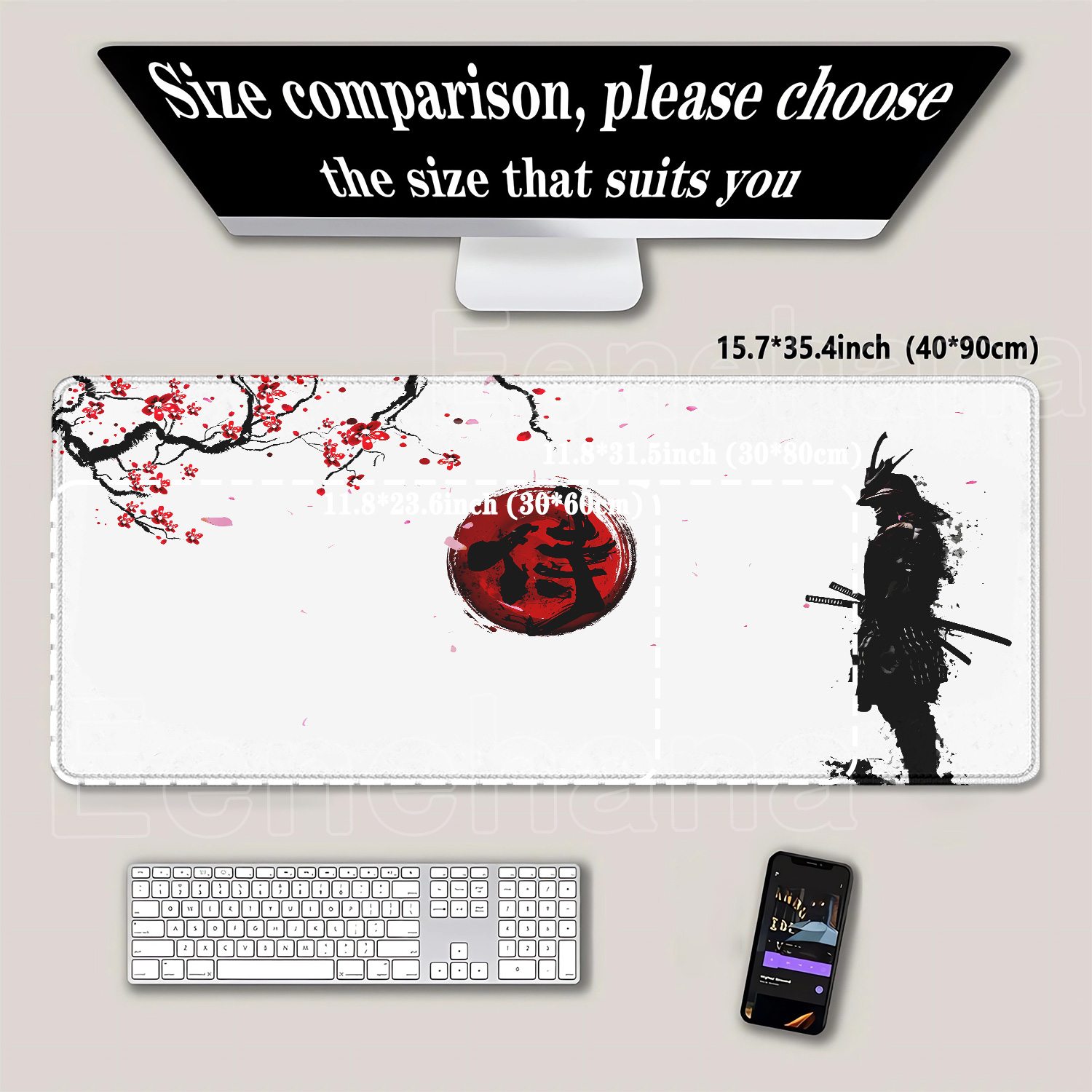 Samurai Warrior Mousepad Gamer – Desk Setup Black And White Bewertung und Preis
