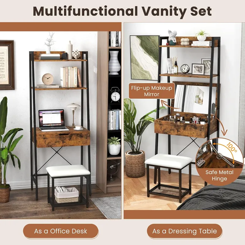 Leiter-Schminktisch-Set mit Kl – Desk Setup In Small Bedroom Bewertung und Preis