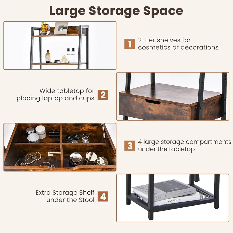 Leiter-Schminktisch-Set mit Kl – Desk Setup In Small Bedroom Bewertung und Preis